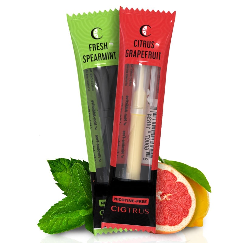 Cigtrus Smokeless Air Inhaler - Tobacco-Free, Nicotine-Free, & Non-Electric | Oral Fixation Relief Aid | Habit Replacing Breathing Stick | 2 Pack (Grapefruit & Fresh Spearmint)